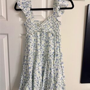 Altar'd State Blue and White Floral Tiered Sundress